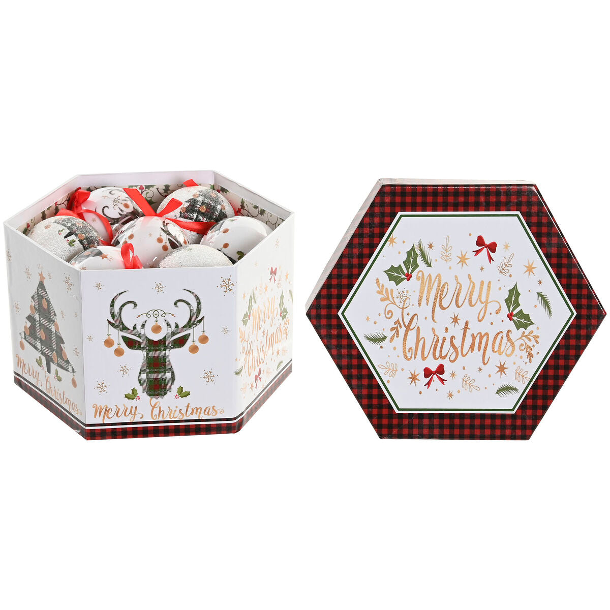 Bombki choinkowe – 14 szt. z czerwonymi wstążkami 🎄-0