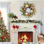 Świąteczny wieniec z złotą kokardą – nowoczesna dekoracja na drzwi lub ścianę-3